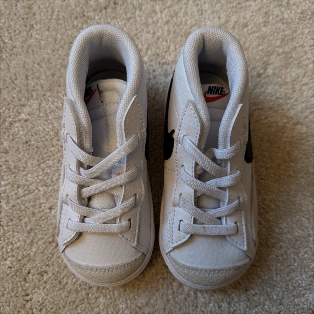 Nike Blazer Mid '77 TD Toddler Sneakers 7C White/Black Leather DA4088-100